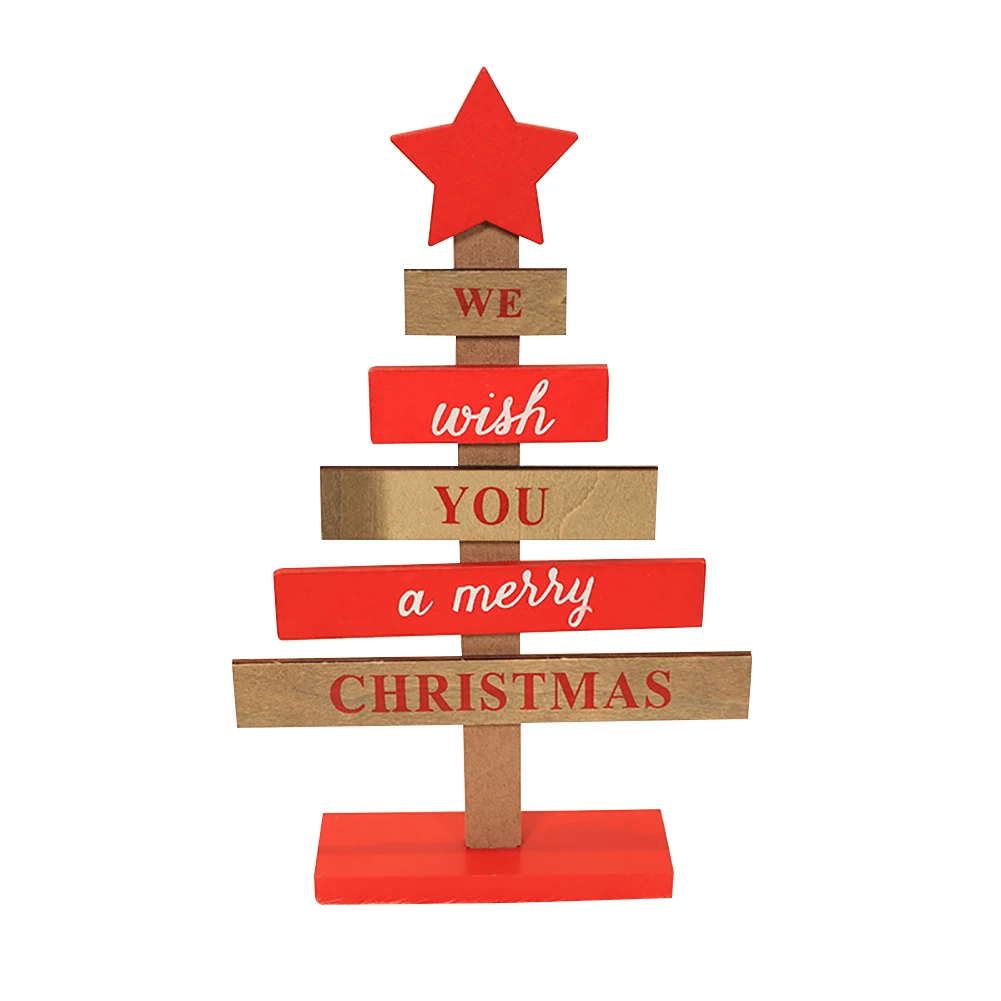 

Desktop Tree Shape Wooden Decoration DIY Craft Holiday Building Block Christmas Ornament Kids Gift Santa Claus Portable Showcase