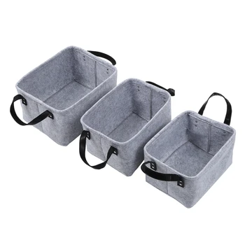 

3Pcs Foldable Laundry Basket Felt Toy Book Storage Basket Dirty Clothes Toys Holder Container Desktop Living Room Bathroom Organ