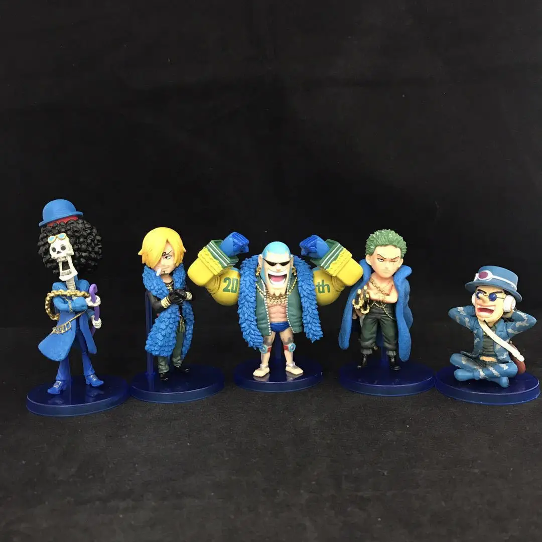 One Piece 20 Anniversary WCF 5-Blue Clothes Luffy Sauron Hawkeye Sanji Gismo Capsule Toy Garage Kit
