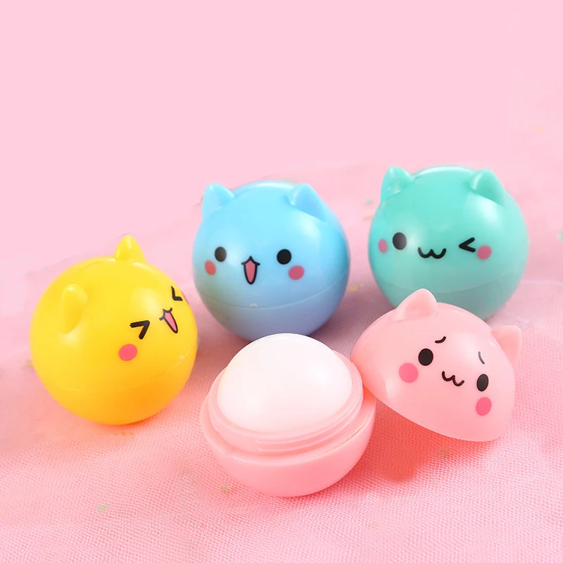 12 Pcs Cat Lip Balm Bulk Moisturizing Fruit Flavor Colourless Kawaii
