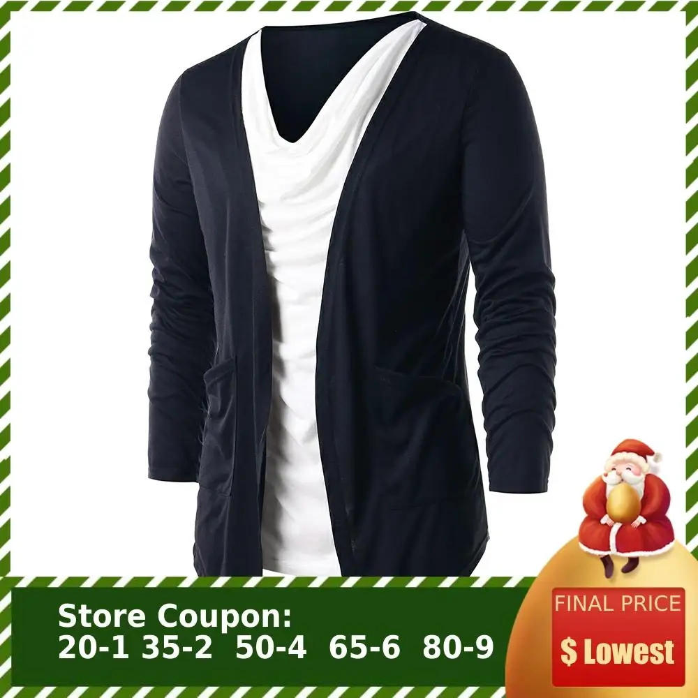 Мужская футболка с длинным рукавом Hemkis контрастный цвет Повседневная v-образным