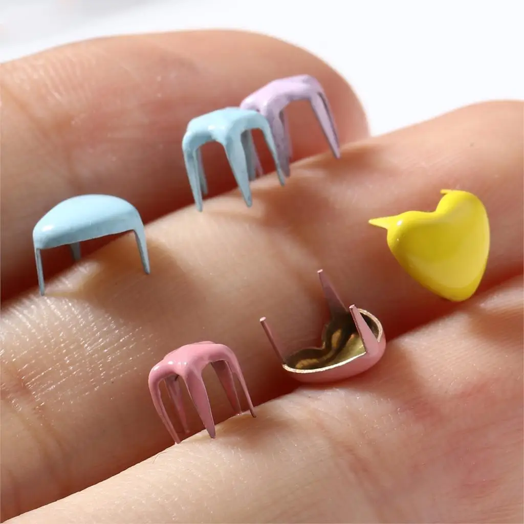 Metal Rivets Leather Rivets 50pcs Mini Metal Star Heart Doll Rivets Leather Craft Four Claw Rivets For Sewing Dolls Clothes Shoes Bracelets Accessories