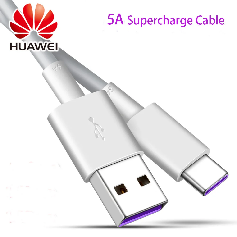 Кабель huawei 5A type C USB 3,1 type-C Supercharge кабель для huawei P30 P20 Pro lite Mate20 10 Pro P10 Plus lite - Цвет: White