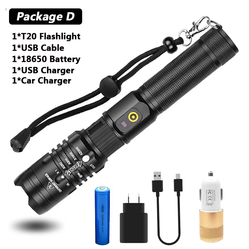 Package D POCKETMAN 50000 люмен фонарик xhp50.2 самый мощный фонарик 18650 фонарик USB xhp50 фонарь 18650 охотничья лампа ручной свет - Испускаемый цвет: Package D