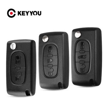 KEYYOU 3/2 Bottoni Pieghevole A Distanza di Vibrazione di Chiave Dell'automobile Borsette Caso Per Peugeot 206 407 307 sw 607 Per Citroen C2 c3 C4 C5 C6 berlingo