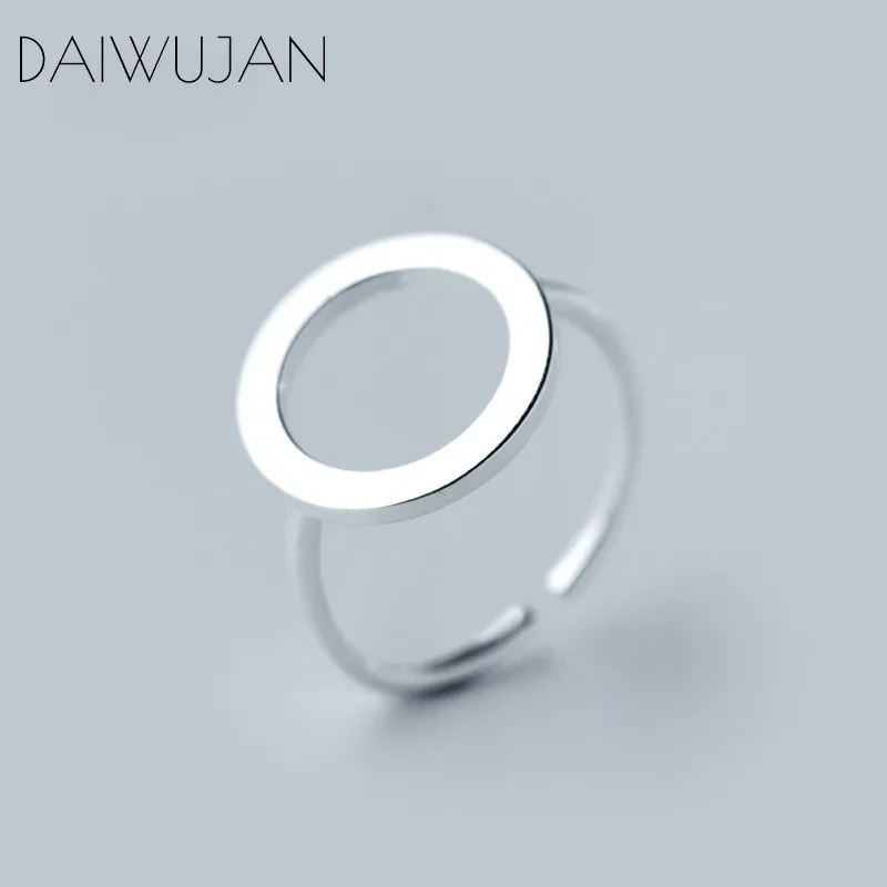 DAIWUJAN, настоящее 925 пробы, серебряные, полые, Круглые, регулируемые, открытые кольца, минималистичные, ювелирные изделия для женщин, девушек, вечерние, аксессуары
