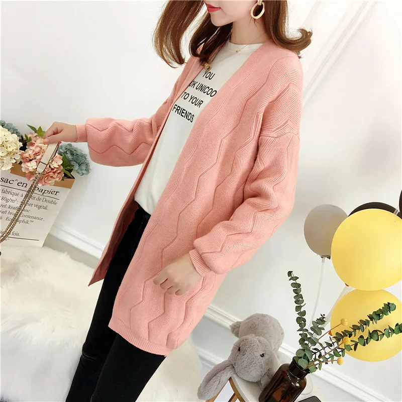Spring and Autumn New Korean version commute lazy loose solid color coat cardigan sweater women Spring and Autumn New Korean version commute lazy loose solid color coat cardigan sweater women