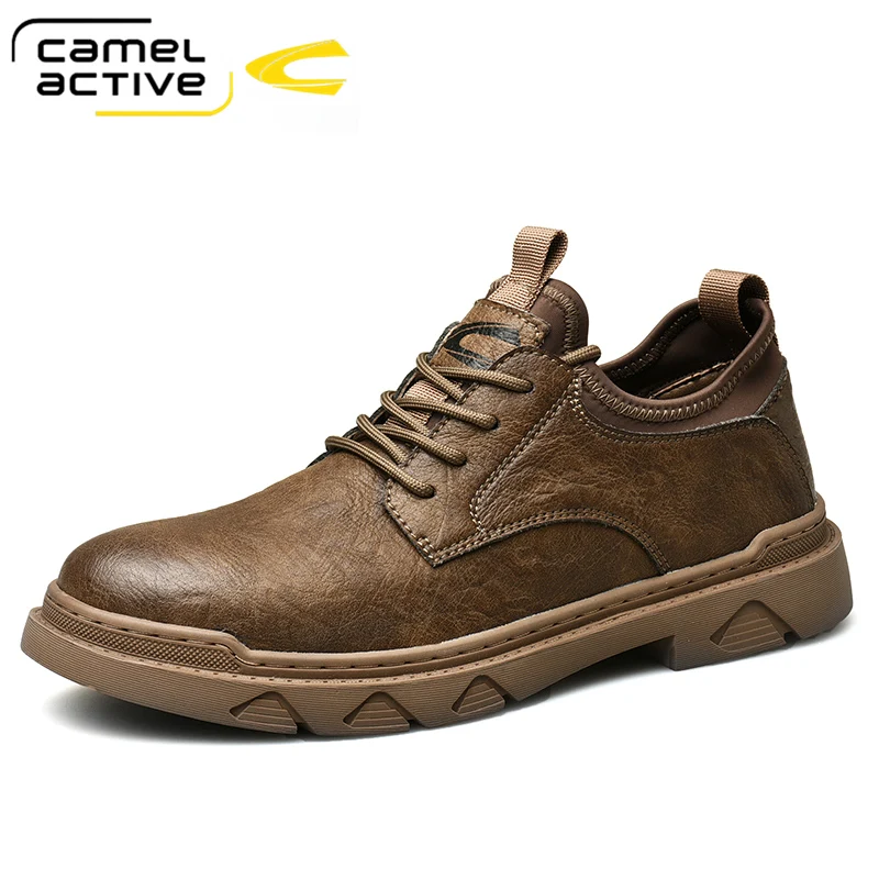Camel Active Nuovi Uomini Casual Pattini Di Cuoio Genuini Uomo Scarpe Lace-Up Traspirante Morbido Autunno Casual Appartamenti Scarpe Formali Più Il Fo