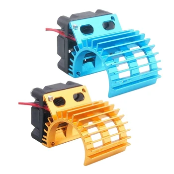 

2Set Motor Heat Sink Radiator with Cooling Fan for 1/10 HSP RC Car 380 390 Motor (Blue&Gold)