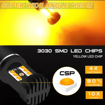 

2pcs 7443 7440 T20 Anti Hyper Flash Amber LED Turn Signal Light Canbus Error Free Waterproof LED Light Bulb