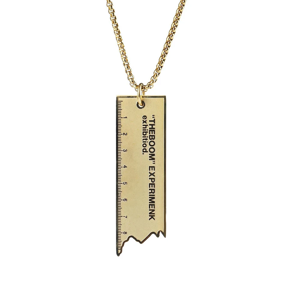 Подвеска с линейкой, ожерелье для мужчин, хип-хоп Рок уличная культура, титановая нержавеющая сталь, модная цепочка ожерелье, мужское ювелирное изделие, подарок
