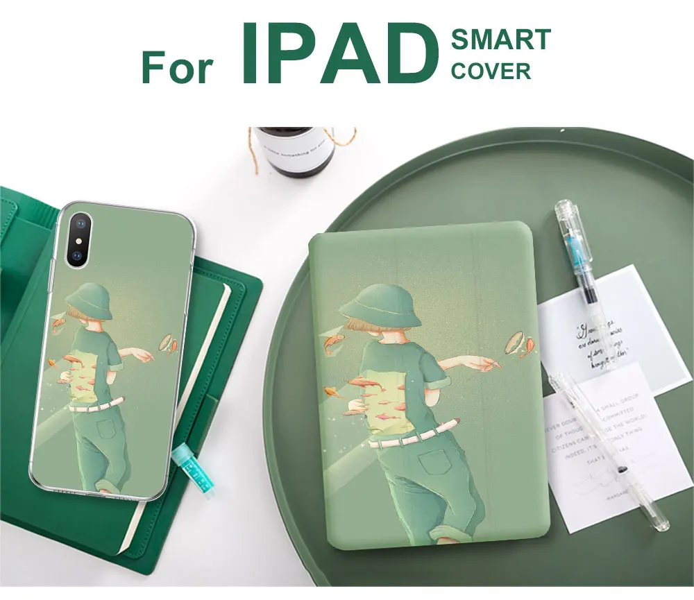 Literal Green Magnet Flip Cover For iPad Pro 9.7 air 10.5 Air2 Mini 1 2 3 4 5 Tablet Case cover for New iPad 9.7