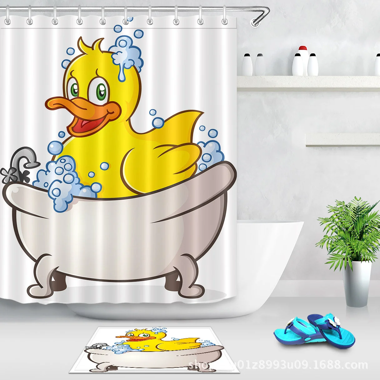 Duckling taking a sh Домашний текстиль, принт в виде одуванчиков, принт Водонепроницаемый душ Шторы полиэстер ткань для ванной Шторы Ванная комната с 12 крючков Шторы s - Цвет: Duckling taking a sh