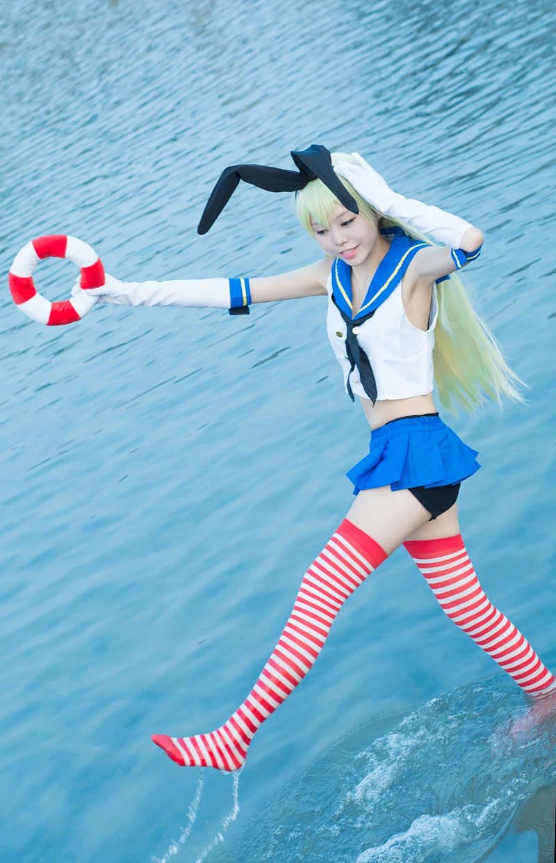Аниме Kantai Collection (Shimakaze) Форма костюм моряка для маскарада Костюм Бесплатная