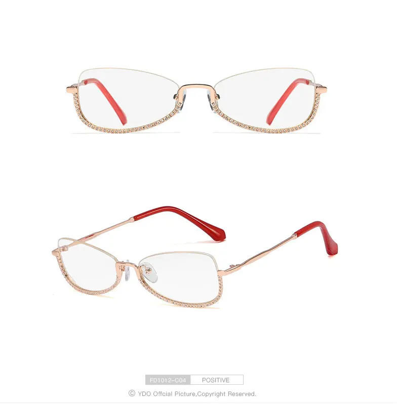 YDO Brand Rimless Glasses Frame Luxury Diamond Women Eyeglass Frame Vintage Prsecription Glasses Transparent Optical Eyeglasses