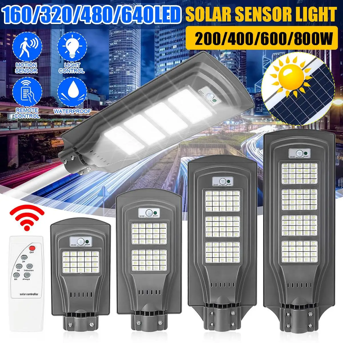 Applique Solare A Infrarossi Pir Sensore Di Movimento Led Lampione 200/400/600/800W Illuminazione Esterna Sensore Cob Lampada Da Giardino Lampada A Le