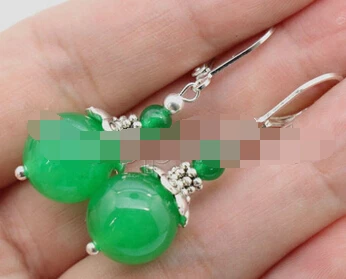 + 11 23 Модные женские висячие серьги из стерлингового серебра зеленого нефрита со