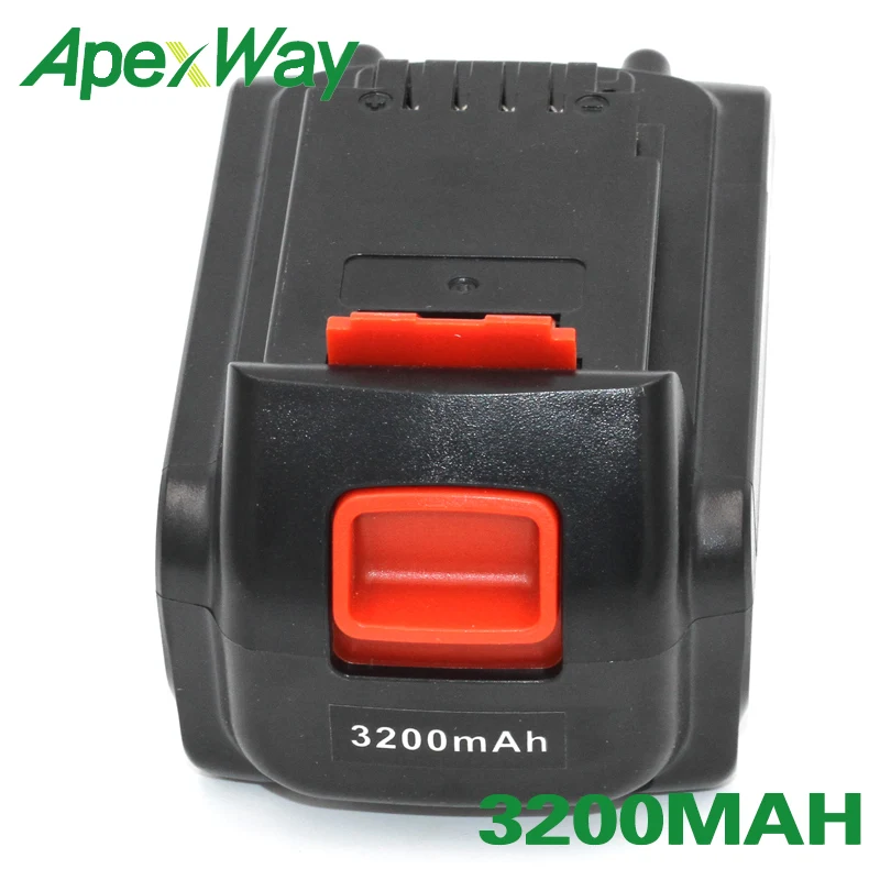 ApexWay 18V 3200mAh аккумуляторная батарея электрического инструмента для black+ decker LB20 LBX20 LBXR20 LB2X4020 BDCDMT120 CHH2220 LDX120C LDX120SB LGC120