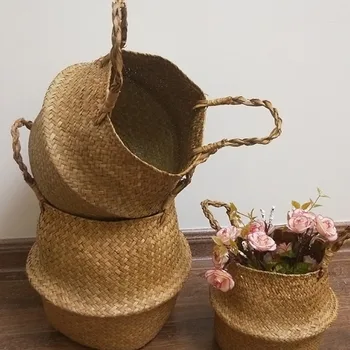 

Wicker Rattan Basket Hanging Flower Girl Dirty Laundry Storage Basket Dropshipping