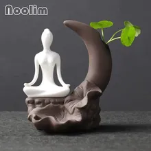 Креативный белый фарфор Йога осанка цветочный горшок Лотос пруд ручной работы фиолетовая глина гидропонная ваза для цветов украшение дома и офиса