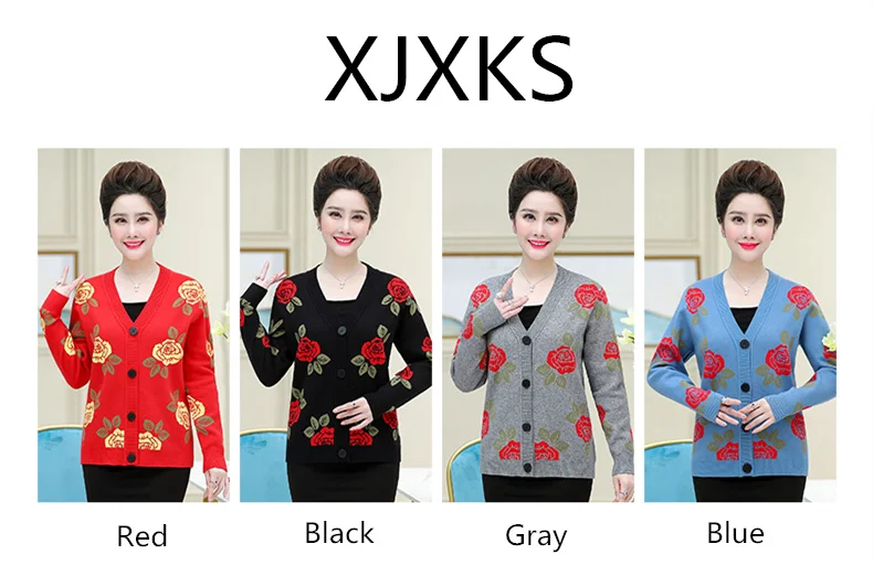 XJXKS осенние свитера пальто женский винтажный цветочный кардиган с длинными рукавами женский шерстяной свитер большого размера женский свитер большого размера d свитер
