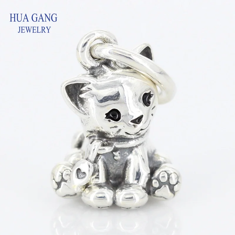 

NEW Family Pet Sweet Cat Dangle 925 Sterling Silver Charm beads for Jewelry Making Floating DIY Pendant Fits Pandor Bracelets