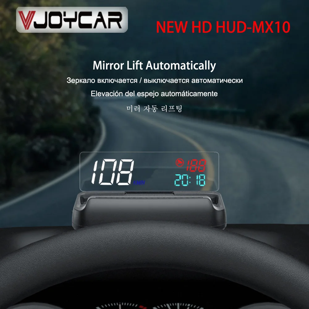 2021 New Mirror HUD Head Up Display OBD2 Windshield Speed Projector Mirror Lift Automatic RPM Clock Oil Consumption Coolant MX10