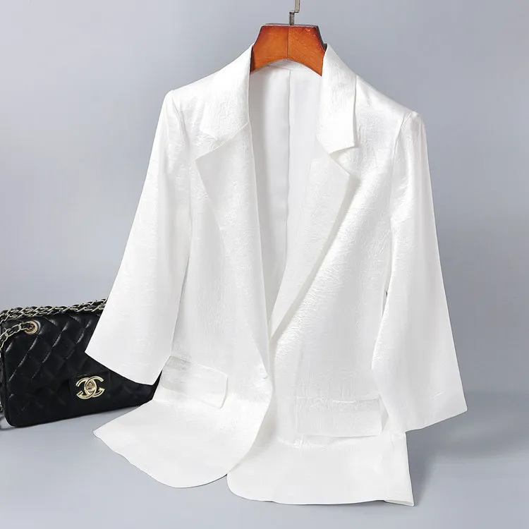 

Three-quarter-length Sleeve Suit Collar One-Button Small Suit Women's Solid Color Slim Fit Elegant Fashion Joint Small Coat Wome