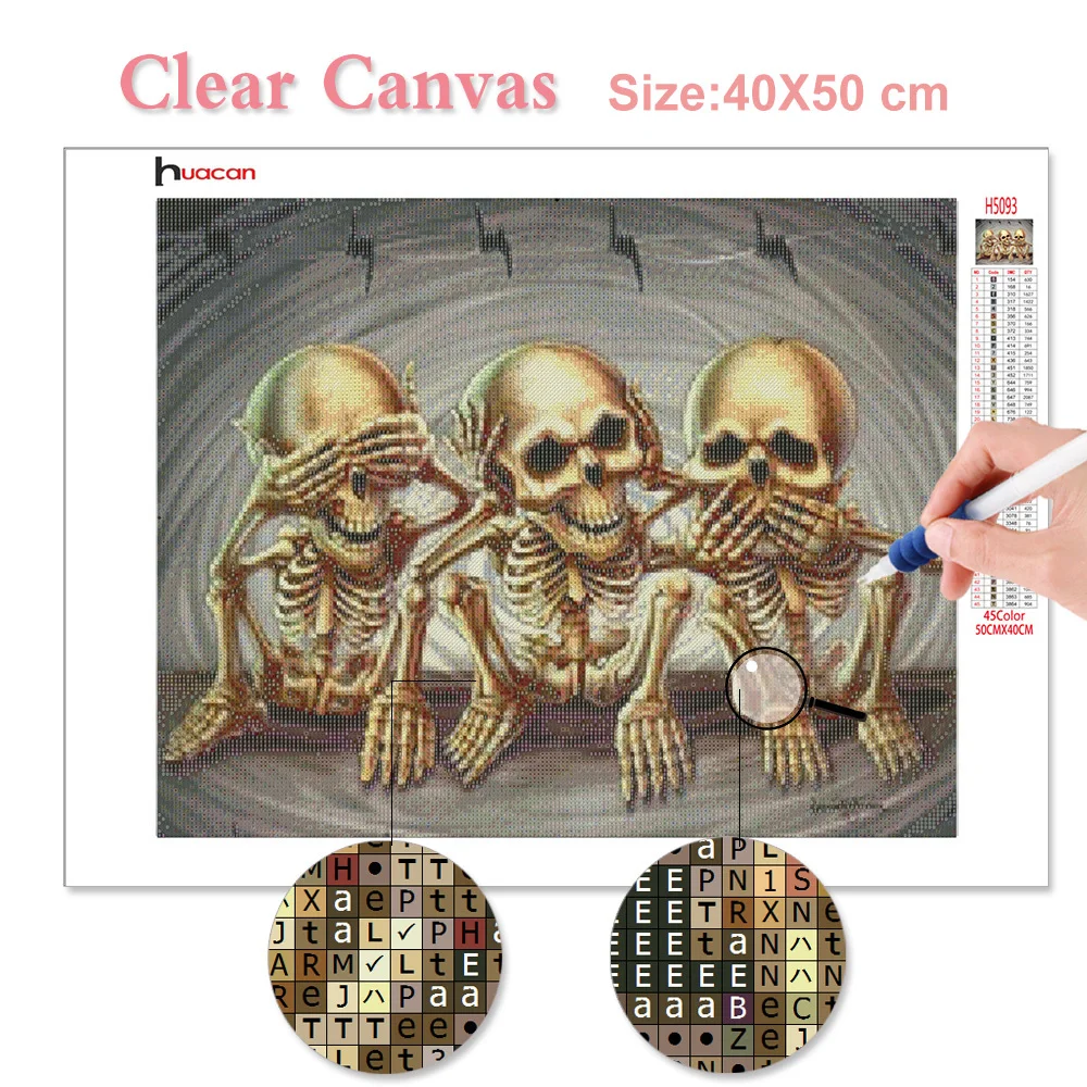Diamond Painting Huacan Diamond Mosaic Full Layout Skull 5D Embroidery diamond painting