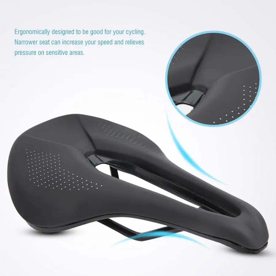 Bike Saddle Hollow Bicycle Front Seat Mat Road Mountain Bike Soft Hollow PU Saddle Cushion Pad Seat Comfortable Wide Saddle