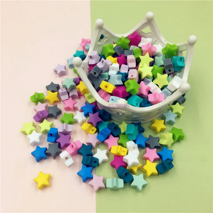 DHL 2000 шт. 25 мм силиконовые бусины в форме звезды пищевой Прорезыватель для зубов