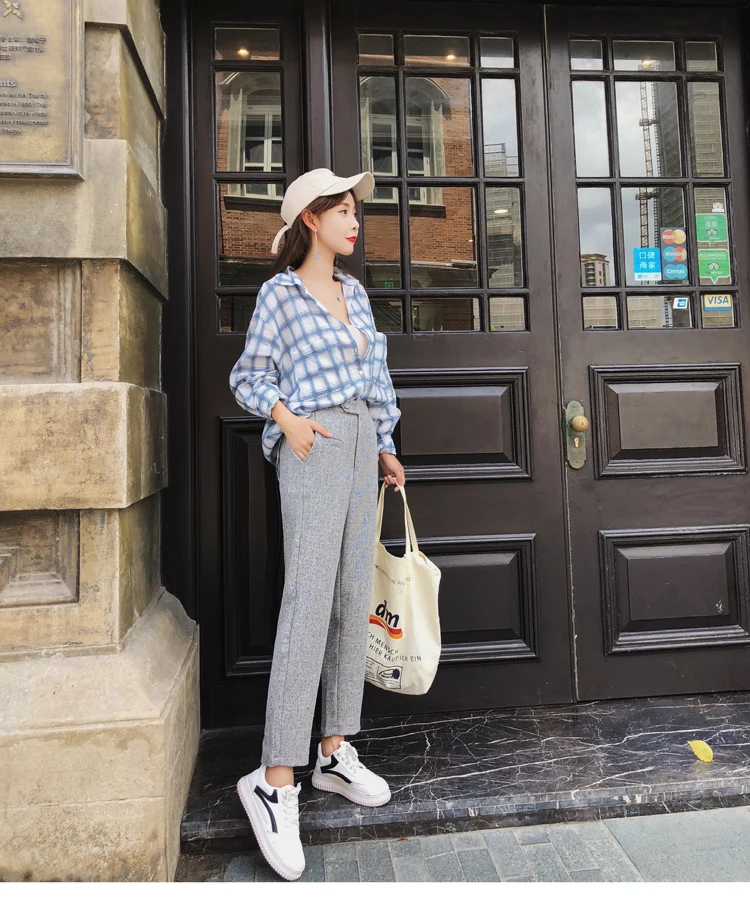 pantalones mujer cintura alta, рубашки, брюки-карго, Женские повседневные длинные штаны на пуговицах, 2116 50