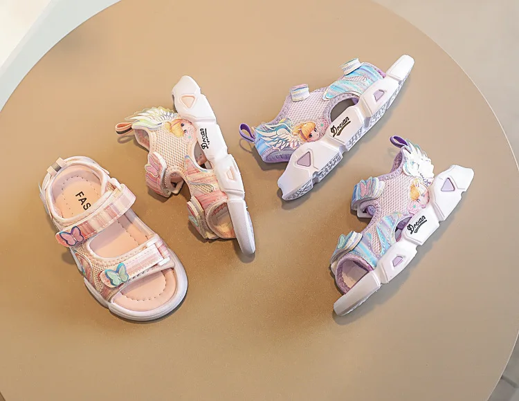 Summer Girls Canvas Sandals 2022 Kids Mesh Sweet Butterfly Children Princess Shoe Baby Soft Non-slip Casual Sport Beach Sandal slippers for boy