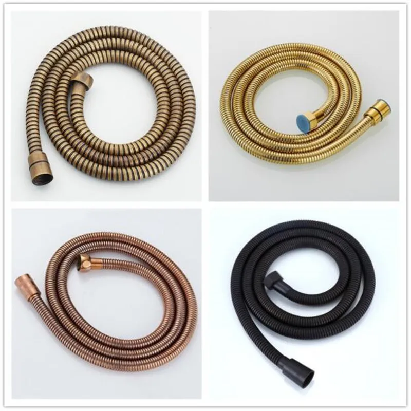 G 1/2'Black Shower Hose 150cm Stainless Steel Shower Tube Flexible Gold Bathroom Hose Plumbing Chrome ORB