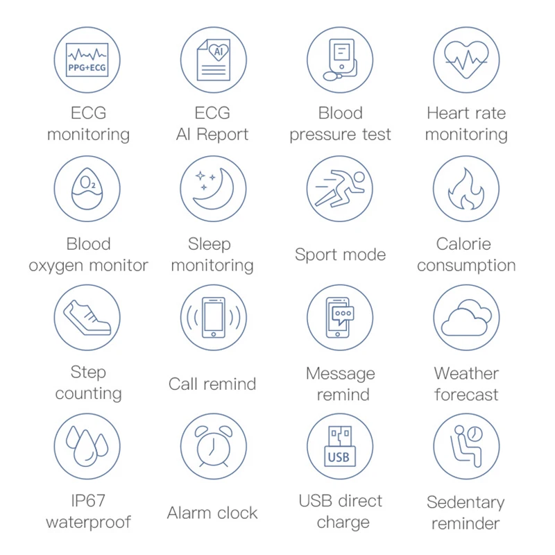  MAFAM P12 ECG Smart band Heart Rate Monitor PPG Smart Bracelet Blood Pressure Clock Waterproof Wris - 4000219678917