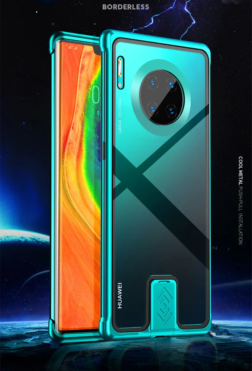 Чехол-накладка для huawei mate 30 Pro, алюминиевая металлическая рамка, жесткие прозрачные чехлы с закаленным стеклом для huawei mate 30, чехол Funda