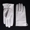 Men's Genuine  Leather Real Leather Winter Warm White Ceremonial  Short Gloves Police Gloves ► Photo 2/6