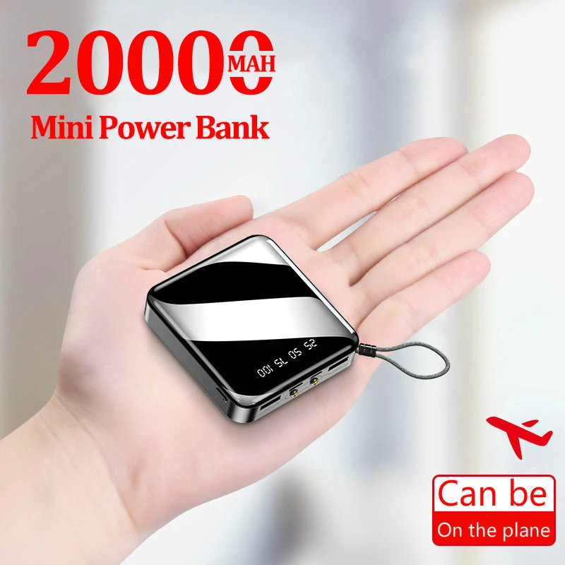 Banco de la energía 20000mAh Mini Powerbank Pover banco para el Iphone Xiaomi Samsung cargador Dual Usb puertos de batería externa Poverbank