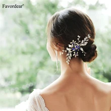 Аксессуары для волос синий/Серебряный искусственный жемчуг горный хрусталь свадебный гребень великолепный головной убор для свадебной вечеринки