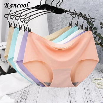 

KANCOOL Soft Briefs For Women Cotton Ice Silk Underwear Ladies Solid Lingerie Low Waist Brief Knicker Underpant Seamless Panties