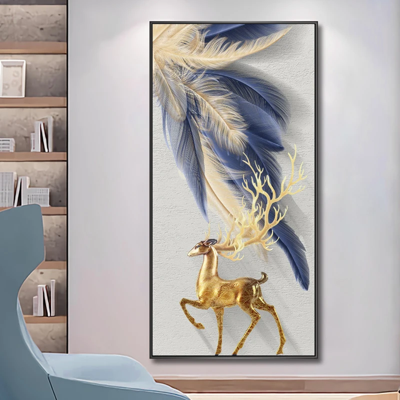 

Modern Elk Animal Canvas Painting on The Wall Picture Abstract Luxury Wall Art Posters and Prints Living Room Aisle Decoration