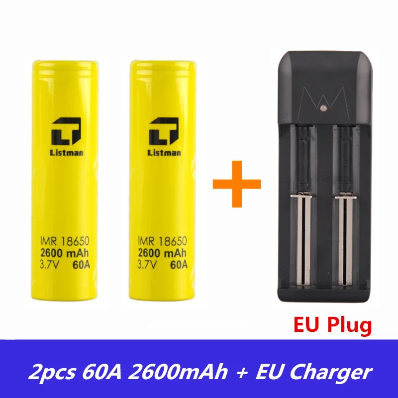 Vape батарея Listman IMR 18650 батарея 3,7 V 60A 2600mAh литий-ионная аккумуляторная батарея для бокс мод для электронных сигарет вейпер - Цвет: Package C