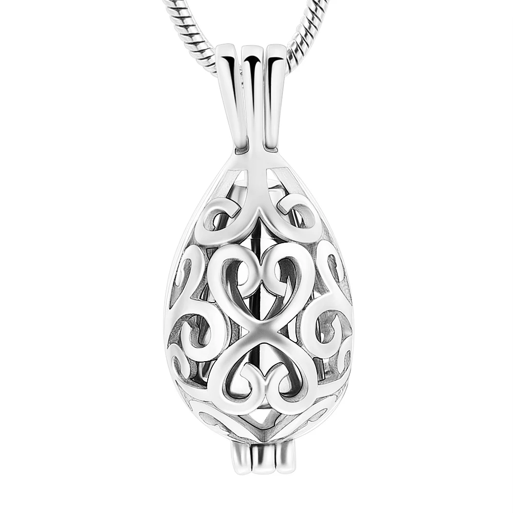 Cremation Jewelry Teardrop Urn Necklace for Ashes with Hollow Memorial Locket Pendant Urn Jar Keepsake Jewelry for Women Men