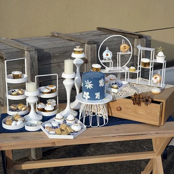 

Chinese Cake Stands Blue And White Porcelain Storage Racks Shelf Home Decorating Trays Showcase Garden Party Supplier
