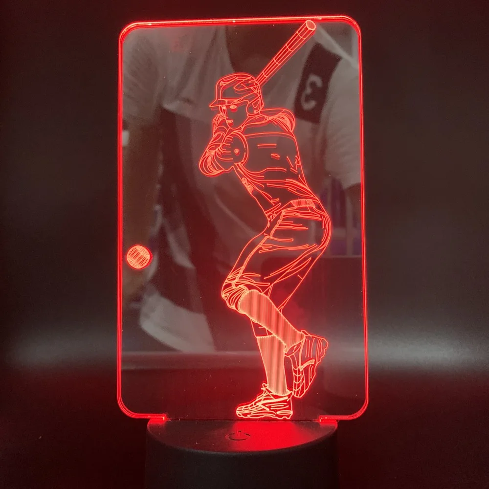 Бейсбольный плеер 3D ночник Led Спорт Lampara яркая база ночник лампа для жилая комната 3D лампа визуальный ночник светодиодный подарок