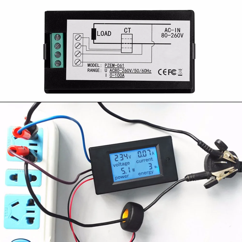 AC 80~ 260V 100A измеритель мощности точный Вольтметр Амперметр кВтч Ватт счетчик энергии Напряжение Ток измеритель мощности тестер