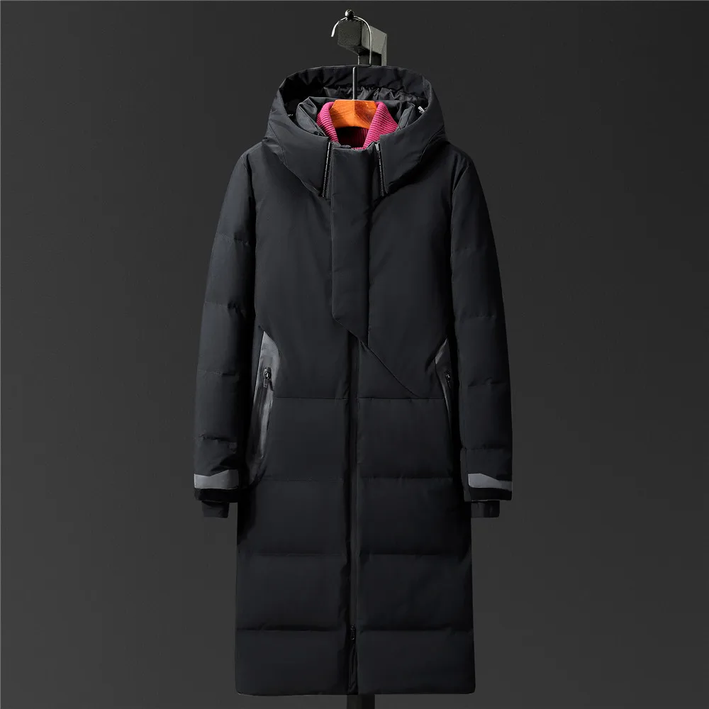 Новое поступление Белые куртки мужские осень зима теплое пальто с капюшоном мужская Сверхлегкая куртка на утином пуху ветрозащитная парка 8013 - Цвет: Черный