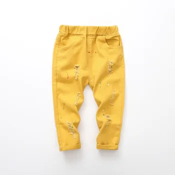 

C Toddler Pants Pantalon Spring Autumn Cotton Hole Breathable Boys Slim-Fit Trousers Exquisite New Style Children Wear Cool