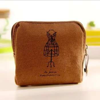 

Vintage Canvas Printed Coin Purse Retro Zipper Wallet Bag Women Kids Casual Mini Key Pouch Case Card Holder Daily Use