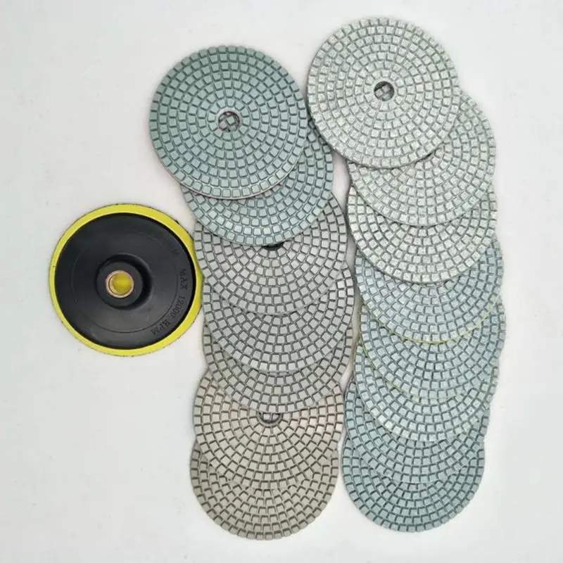 16pcs Diamond Polishing Pads Kit 3 Inch 100mm Wet Polishing Grinding Discs Set for Granite Stone Concrete Marble